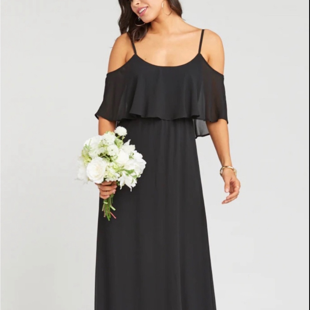 Show Me Your Mumu CAITLIN RUFFLE MAXI DRESS Black